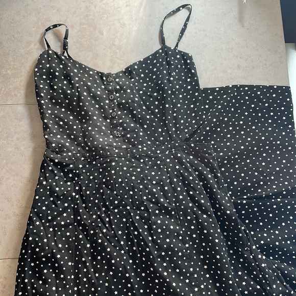 ABERCROMBIE AND FITCH black maxi dress cut out sides NWT smocking pockets XST - Picture 7 of 16